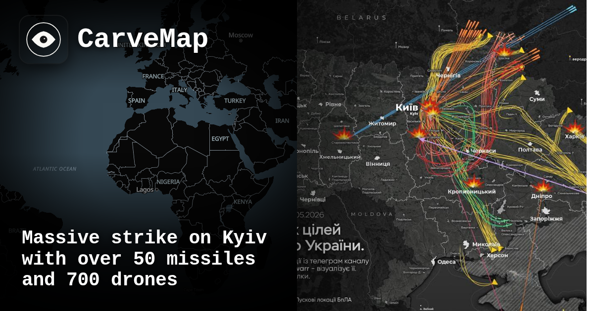 Massive strike on Kyiv with over 50 missiles and 700 drones | CarveMap ...